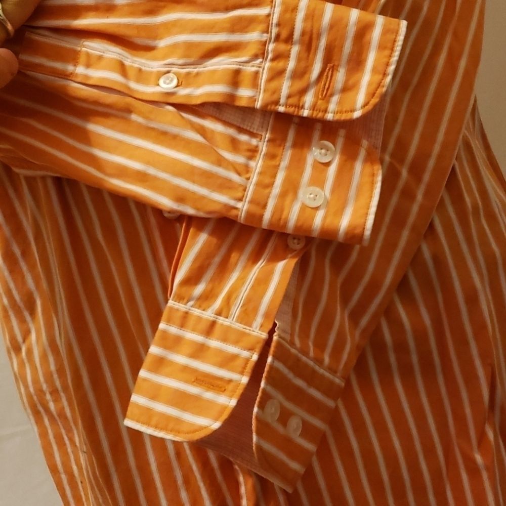 LACOSTE Orange Regular Fit Dress Shirt Sz 38 - Picture 8 of 10